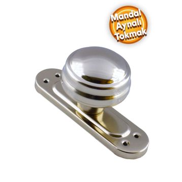 Badem10 Mandal Aynalı Kapı Tokmağı Topuzu Kolu Nikel Metal Tokmak