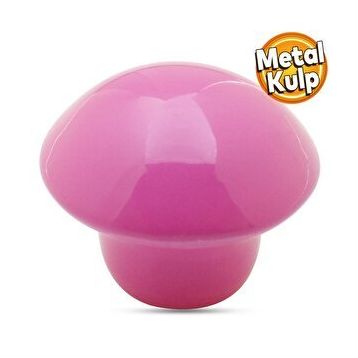 Badem10 Mantar Düğme Çekmece Bebek Çocuk Genç Odası Dolap Kapak Pembe Metal Kulp