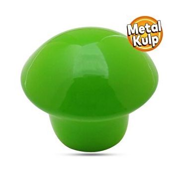 Badem10 Mantar Düğme Çekmece Bebek Çocuk Genç Odası Dolap Kapak Yeşil Metal Kulp