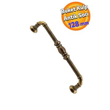 Badem10 Metax Buket Mobilya Mutfak Dolabı Çekmece Dolap Kapak Antik Sarı 128 mm Metal Kulp