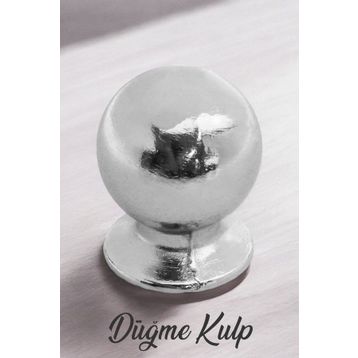 Badem10 Misket Düğme Krom Metal Çekmece Dolap Kapak Kulbu