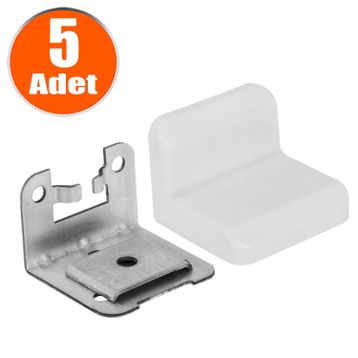 Badem10 Mobilya Dolap Askı Elemanı Beyaz 5 Adet Montaj Bağlantı Sabitleme Demiri