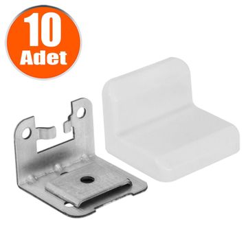 Badem10 Mobilya Dolap Askı Elemanı Montaj Bağlantı Beyaz 10 Adet Sabitleme Demiri