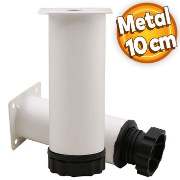 Badem10 Mobilya Kanepe Baza Koltuk Destek Ayağı Ayarlanabilir 10 cm Beyaz Metal Ayak