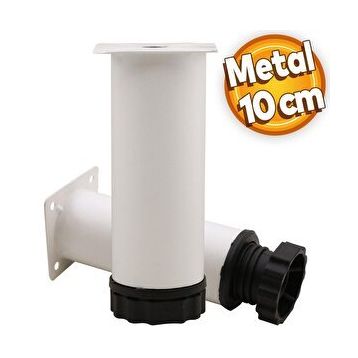 Badem10 Mobilya Kanepe Baza Koltuk Destek Ayağı Ayarlanabilir 10 cm Beyaz Metal Ayak
