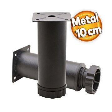 Badem10 Mobilya Kanepe Baza Koltuk Destek Ayağı Ayarlanabilir 10 cm Siyah Metal Ayak
