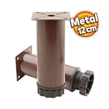 Badem10 Mobilya Kanepe Baza Koltuk Destek Ayağı Ayarlanabilir 12 cm Kahverengi Metal Ayak
