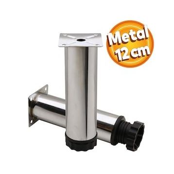 Badem10 Mobilya Kanepe Baza Koltuk Destek Ayağı Ayarlanabilir 12 cm Krom Metal Ayak