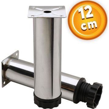 Badem10 Mobilya Kanepe Baza Koltuk Destek Ayağı Ayarlanabilir 12 cm Krom Metal Ayak