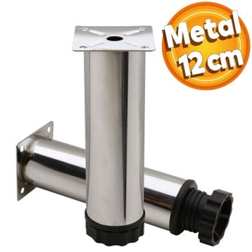 Badem10 Mobilya Kanepe Baza Koltuk Destek Ayağı Ayarlanabilir 12 cm Krom Metal Ayak