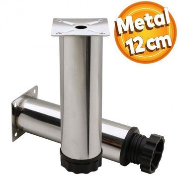 Badem10 Mobilya Kanepe Baza Koltuk Destek Ayağı Ayarlanabilir 12 cm Krom Metal Ayak