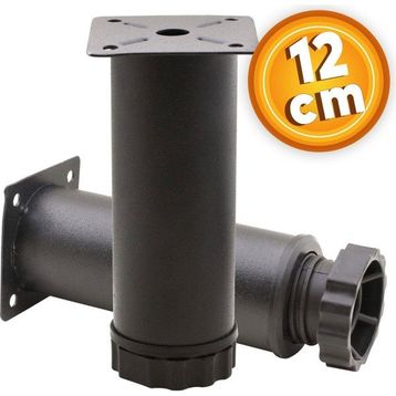 Badem10 Mobilya Kanepe Baza Koltuk Destek Ayağı Ayarlanabilir 12 cm Siyah Metal Ayak