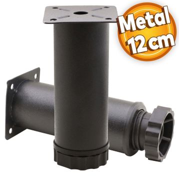 Badem10 Mobilya Kanepe Baza Koltuk Destek Ayağı Ayarlanabilir 12 cm Siyah Metal Ayak