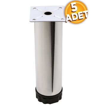 Badem10 Mobilya Kanepe Baza Koltuk Destek Ayağı Ayarlanabilir 15 cm 5 Adet Krom Metal Ayak
