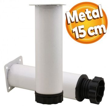 Badem10 Mobilya Kanepe Baza Koltuk Destek Ayağı Ayarlanabilir 15 cm Beyaz Metal Ayak