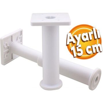 Badem10 Mobilya Kanepe Baza Koltuk Destek Ayağı Ayarlanabilir 15 cm Beyaz Metal Ayak