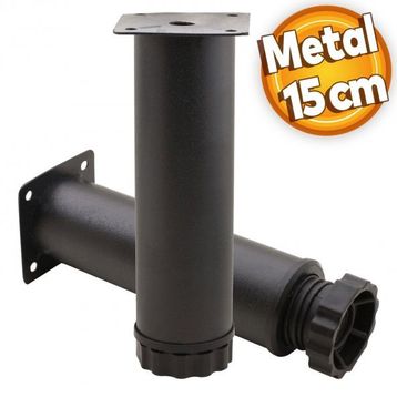 Badem10 Mobilya Kanepe Baza Koltuk Destek Ayağı Ayarlanabilir 15 cm Siyah Metal Ayak