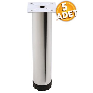 Badem10 Mobilya Kanepe Baza Koltuk Destek Ayağı Ayarlanabilir 20 cm 5 Adet Krom Metal Ayak