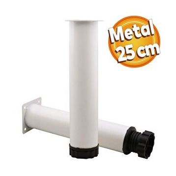 Badem10 Mobilya Kanepe Baza Koltuk Destek Ayağı Ayarlanabilir 25 cm Beyaz Metal Ayak