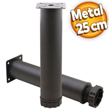 Badem10 Mobilya Kanepe Baza Koltuk Destek Ayağı Ayarlanabilir 25 cm Siyah Metal Ayak