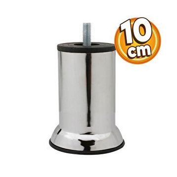 Badem10 Mobilya M8 Civata Krom Metal Ayak 10 cm Metal Kanepe Baza Koltuk Destek Ayağı