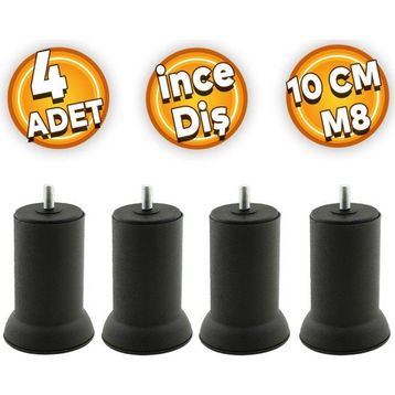 Badem10 Mobilya M8 Civata Siyah Metal Ayak 10 cm 4 Adet Metal Kanepe Baza Koltuk Destek Ayağı