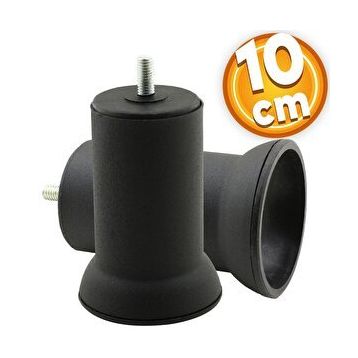 Badem10 Mobilya M8 Civata Siyah Metal Ayak 10 cm Metal Kanepe Baza Koltuk Destek Ayağı