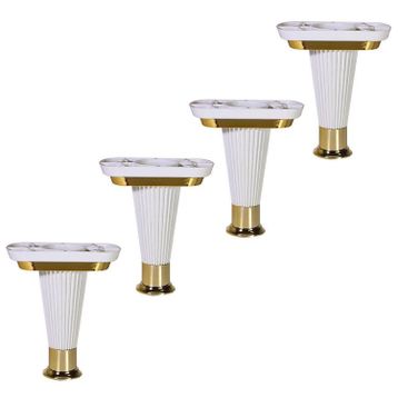 Badem10 Nitra 15 cm Beyaz Gold Baza Ayak 4 Adet Mobilya Kanepe Koltuk Ünite Ayağı