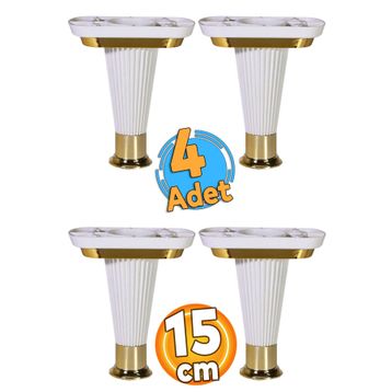 Badem10 Nitra 15 cm Beyaz Gold Baza Ayak 4 Adet Mobilya Kanepe Koltuk Ünite Ayağı