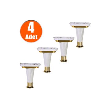Badem10 Nitra 15 cm Beyaz Gold Baza Ayak 4 Adet Mobilya Kanepe Koltuk Ünite Ayağı