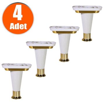 Badem10 Nitra 15 cm Beyaz Gold Baza Ayak 4 Adet Mobilya Kanepe Koltuk Ünite Ayağı