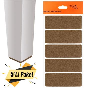 Badem10 Nobel Masa Sandalye Parke Zemin Koruyucu Yapışkanlı Dikdörtgen 40x90 mm 5'li Paket Keçe