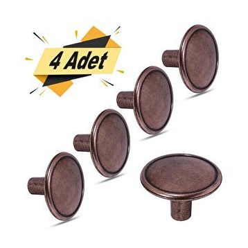 Badem10 Nobel Metal Antik 4 Adet Düğme Daire Çekmece Dolap Kapak Kulbu