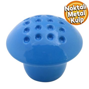 Badem10 Noktalı Mantar Düğme Çekmece Bebek Çocuk Genç Odası Dolap Kapak Mavi Metal Kulp