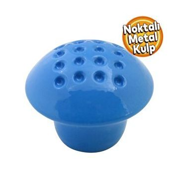 Badem10 Noktalı Mantar Düğme Çekmece Bebek Çocuk Genç Odası Dolap Kapak Mavi Metal Kulp