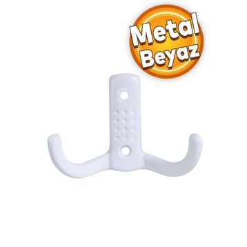 Badem10 Noktalı Vestiyer Beyaz Metal Duvar Dolap Elbise Askılığı