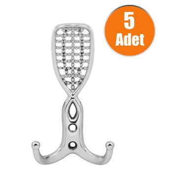 Badem10 Osmanlı Krom 5 Adet Portmanto Vestiyer Duvar Askısı Dolap Elbise Askılığı