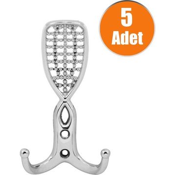 Badem10 Osmanlı Krom 5 Adet Portmanto Vestiyer Duvar Askısı Dolap Elbise Askılığı