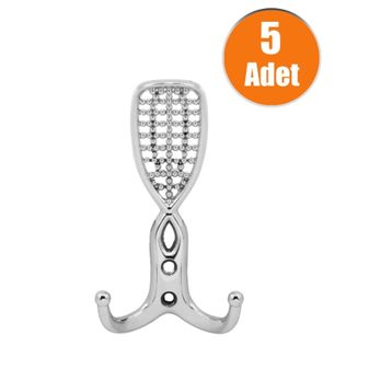 Badem10 Osmanlı Krom 5 Adet Portmanto Vestiyer Duvar Askısı Dolap Elbise Askılığı