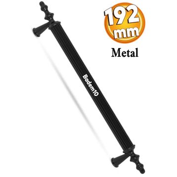 Badem10 Ovacık 192 mm Mat Siyah Metal Çekmece Dolap Kapak Kulbu