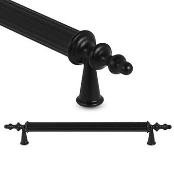 Badem10 Ovacık 192 mm Mat Siyah Metal Kulp 10 Adet Çekmece Dolap Kapak Kulbu