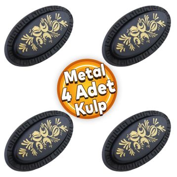 Badem10 Palmira Düğme Çekmece Dolap Kapak Metal Siyah 4 Adet Kulp