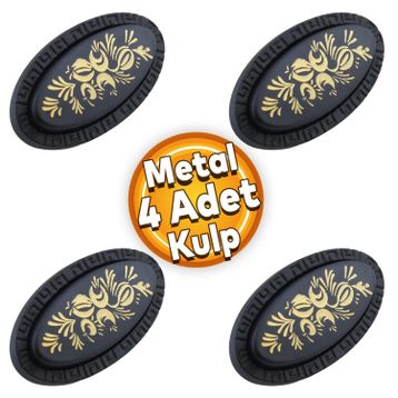 Badem10 Palmira Düğme Çekmece Dolap Kapak Metal Siyah 4 Adet Kulp