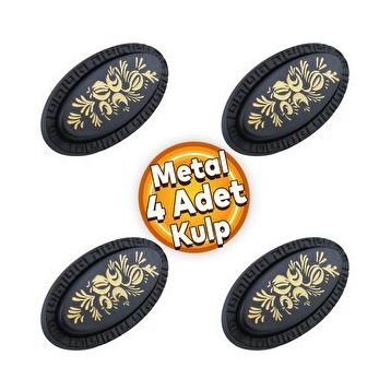 Badem10 Palmira Düğme Çekmece Dolap Kapak Metal Siyah 4 Adet Kulp