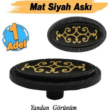 Badem10 Palmira Düğme Çekmece Dolap Kapak Metal Siyah Kulp
