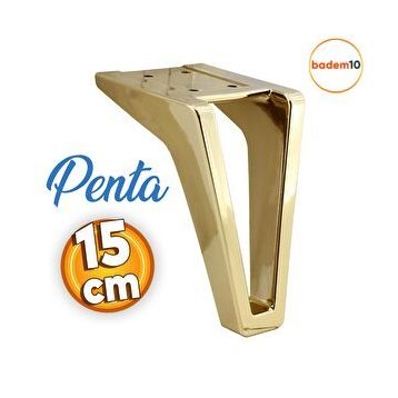 Badem10 Penta 15 cm Altın Gold Lüks Mobilya Kanepe Sehpa Tv Ünitesi Koltuk Ayağı
