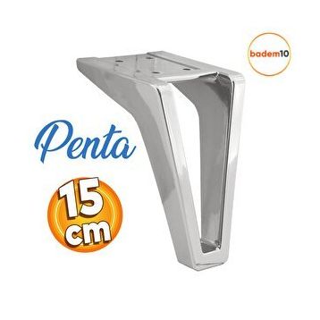 Badem10 Penta Lüks Mobilya Kanepe Sehpa Tv Ünitesi Koltuk Ayağı 15 cm Krom Renk Baza Ayak