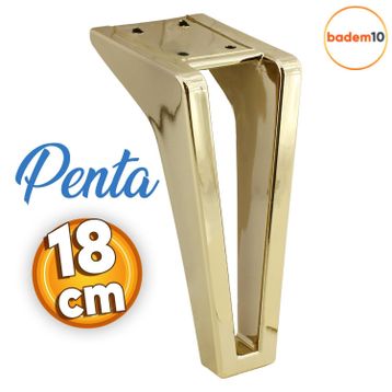 Badem10 Penta Lüks Mobilya Kanepe Sehpa Tv Ünitesi Koltuk Ayağı 18 cm Altın Gold Baza Ayak
