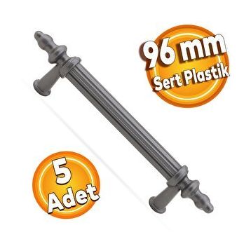 Badem10 Polavit Çekmece Mutfak Dolap Kapak 96 mm Gri Sert Plastik Kulp