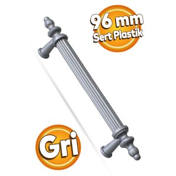 Badem10 Polavit Çekmece Mutfak Dolap Kapak 96 mm Gri Sert Plastik Kulp